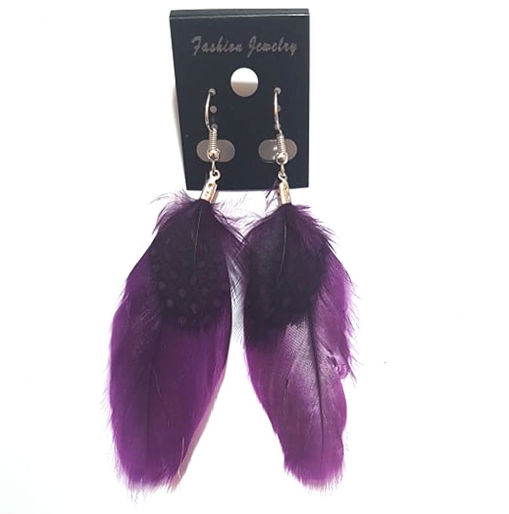 Plum Purple Feather Earrings 