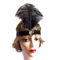 Black Feather Flapper Headband