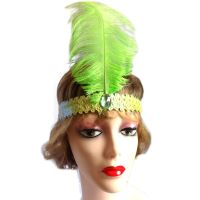 Lime Green Feather Flapper Headband