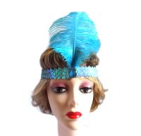 Turquoise Feather Flapper Headband