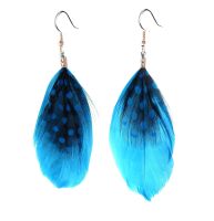 Deep Turquoise Feather Earrings 