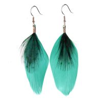 Emerald Green Feather Earrings 