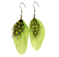 Lime Green Feather Earrings 