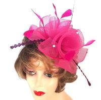 Dark Pink and Plum Purple Wedding Fascinator Clip 