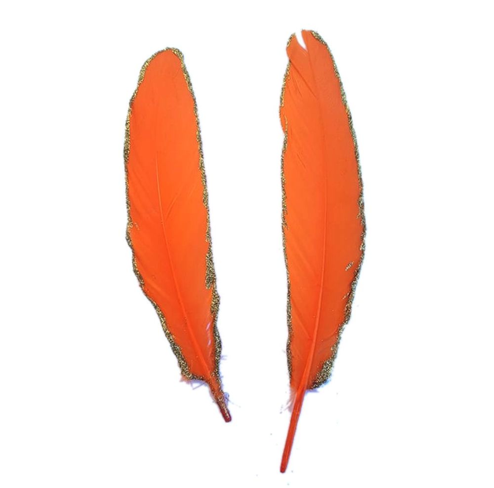 Orange and Gold Goose Quill Feathers x 1