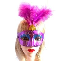 Purple Masquerade Party Feather Costume Mask 
