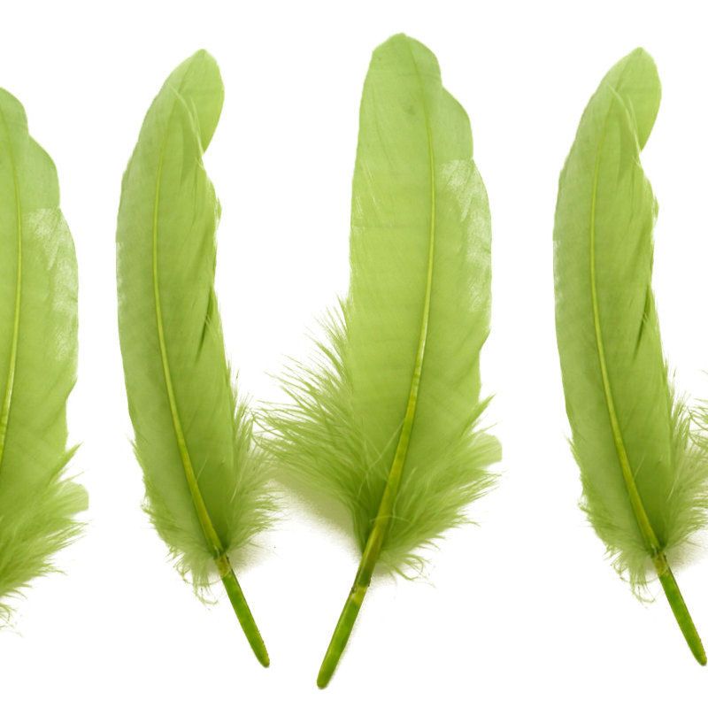 Moss Green Goose Quill Feathers x 4 