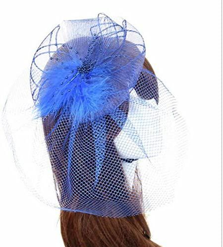 Royal Blue Veil Wedding Fascinator Clip