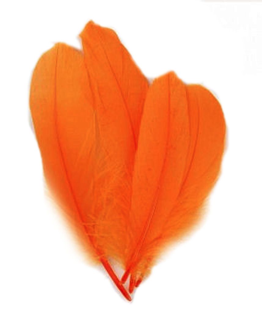 Artificial Feathers, L: 15 cm, W: 8 cm, Orange, 10 pc, 1 Pack