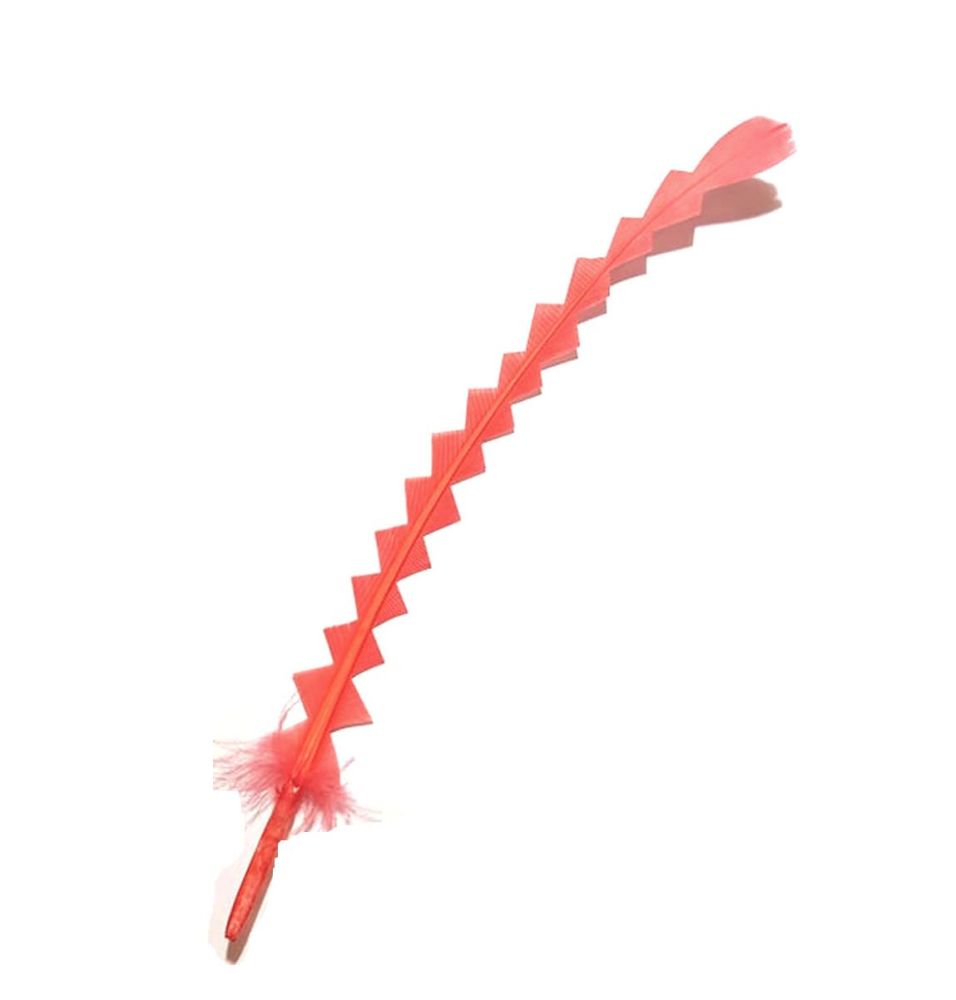 Coral Stripped Zig Zag Feathers x 3