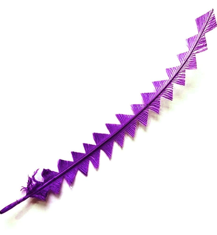Purple Ostrich Feather Long Trimmed Zig Zag Cut