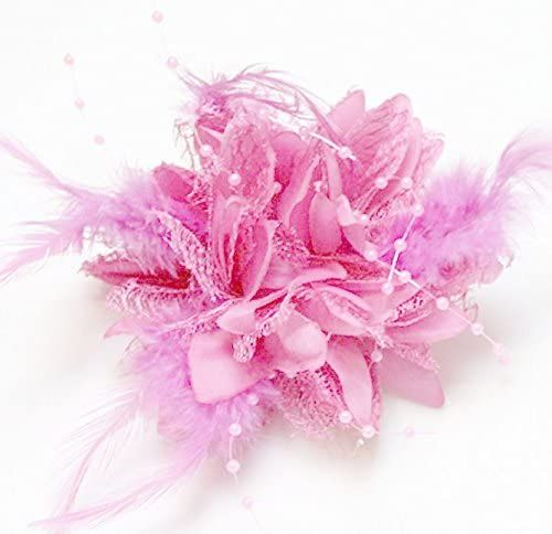 Pink Floral Corsage Style Hair Clip Accessory