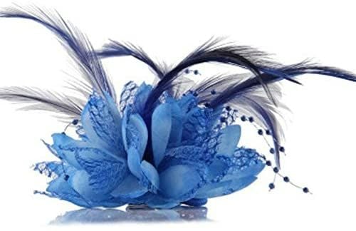 Blue Floral Corsage Style Hair Clip Accessory