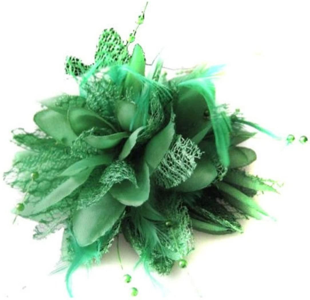 Green Floral Corsage Style Hair Clip Accessory