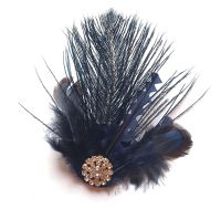 Navy Blue Feather Hair Clip