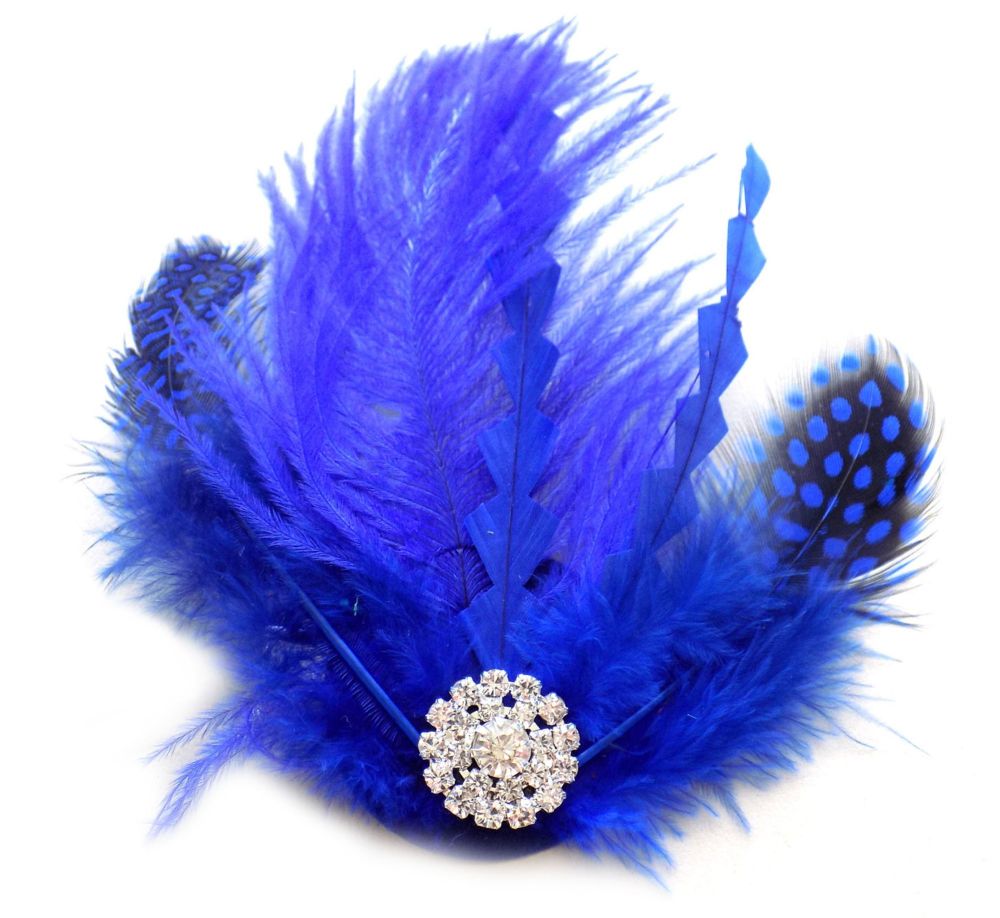 Royal Blue Feather Hair Clip