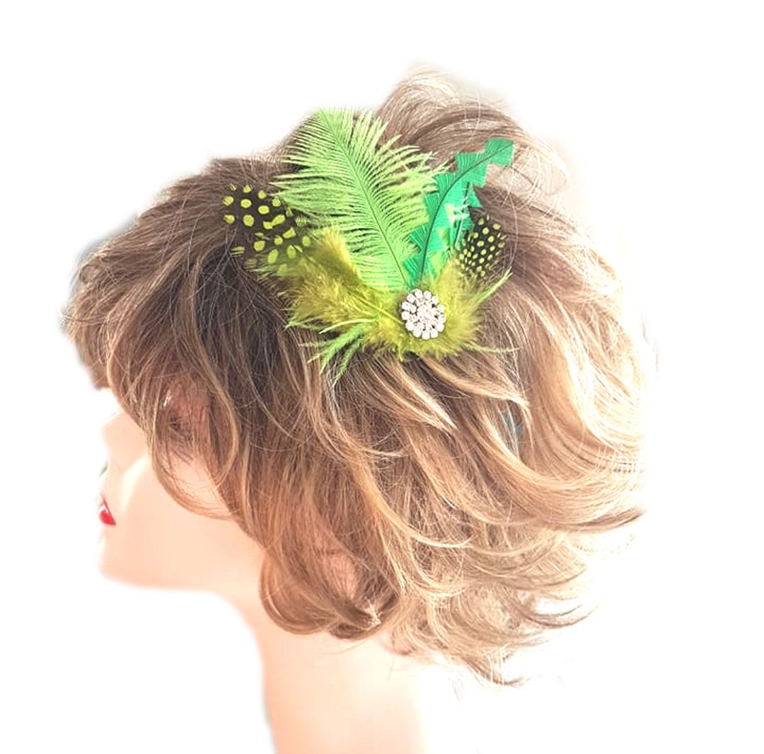 Bright Green Feather Hair Clip