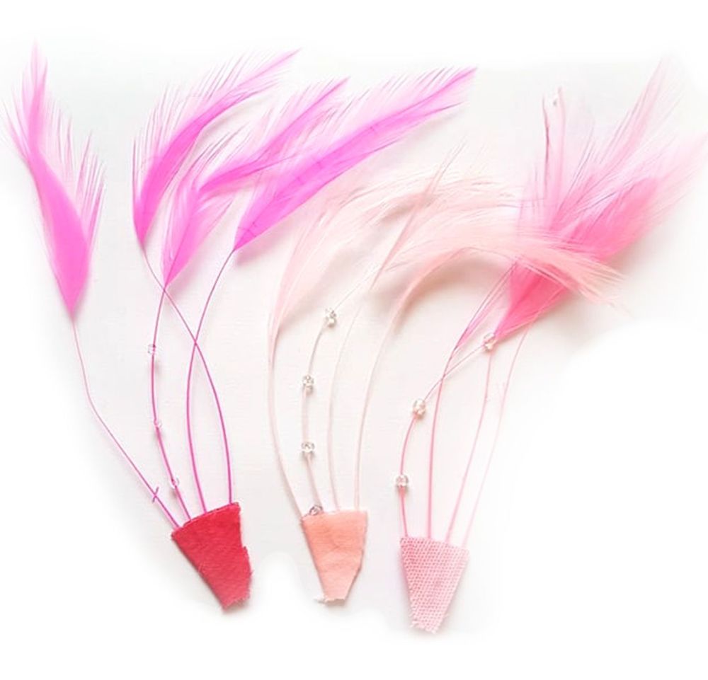 Pink Shades Rooster Feathers Hackles Stripped 3 Colours x 4