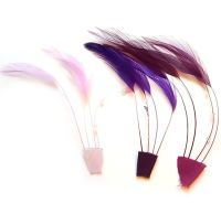 Purple and Lilac Shades Rooster Feathers Hackles Stripped 3 Colours x 4