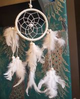 White Dream Catcher with White Feathers, Ethically Sourced