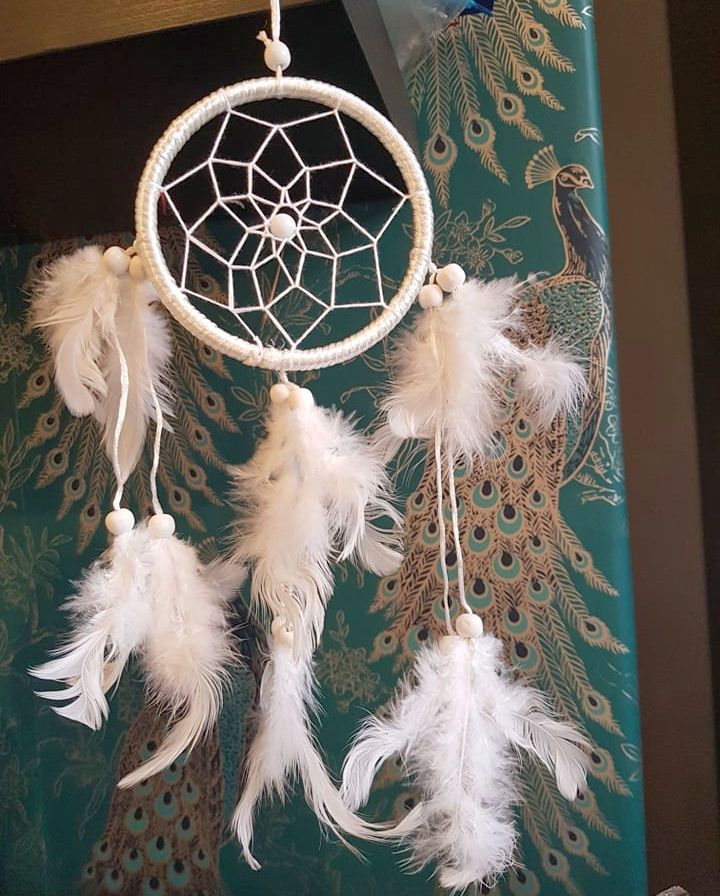 Handmade Dream Catcher White Feathers