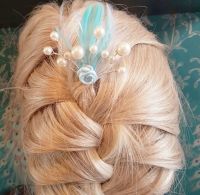 Blue Turquoise Feather Hair Grip