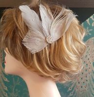 Silver Grey Feather Hair Clip