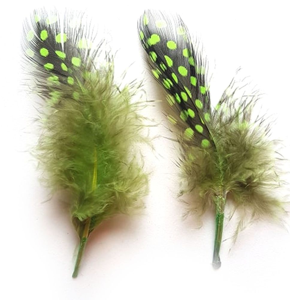 Moss Green Guinea Feathers (Spotty) 1 to 3 inches