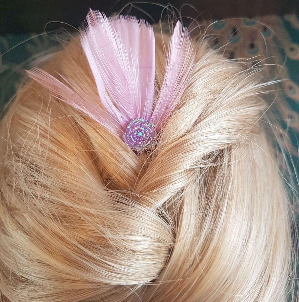 Lilac Feather Hair Grip with Lilac Embellishment
