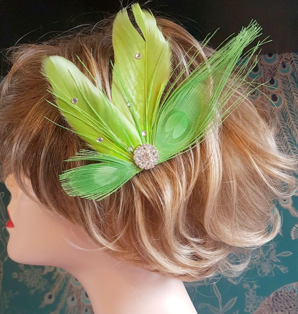 Lime Green Feather Hair Clip