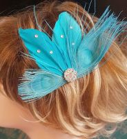 Turquoise Aqua Blue Feather Hair Clip