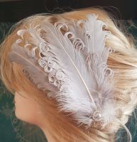 Silver Grey Feather Headpiece Hair Piece Vintage Flapper 1920s
