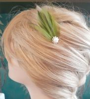 Olive Moss Green Feather Hair Grip