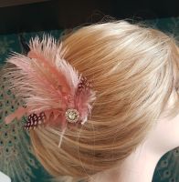 Rose Dusky Pink Feather Hair Clip
