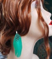 Emerald Green Feather Earrings