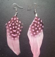 Baby Pink Goose and Guinea Feather Earrings