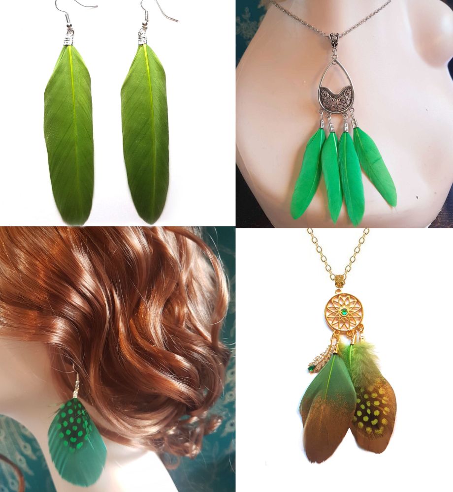 Green Feather Jewellery