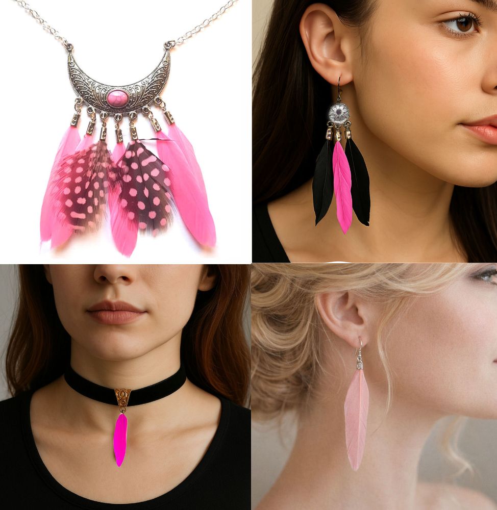 Pink Feather Jewellery