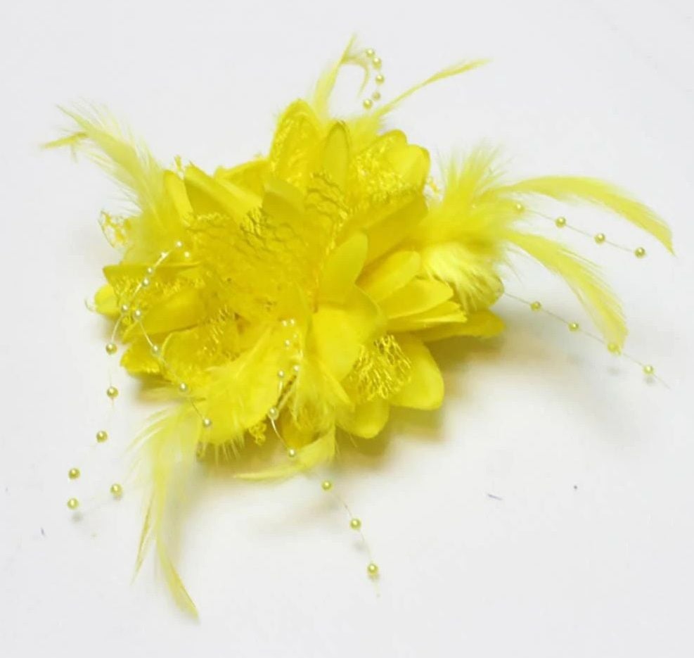 Yellow Floral Corsage Style Hair Clip Accessory