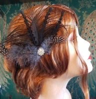 Black and Charcoal Grey Feather Hair Clip