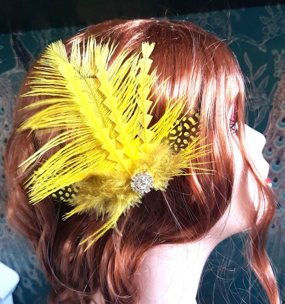 Yellow Feather Hair Clip