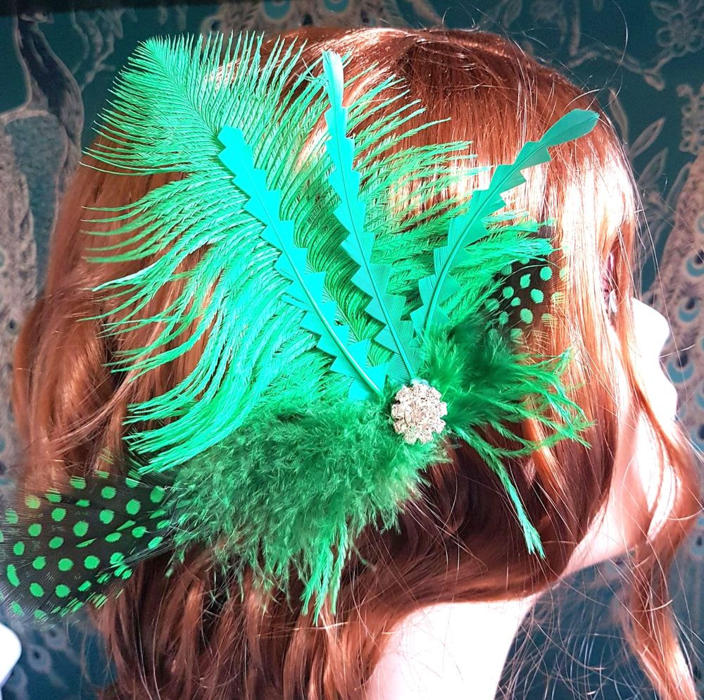 Green Feather Hair Clip