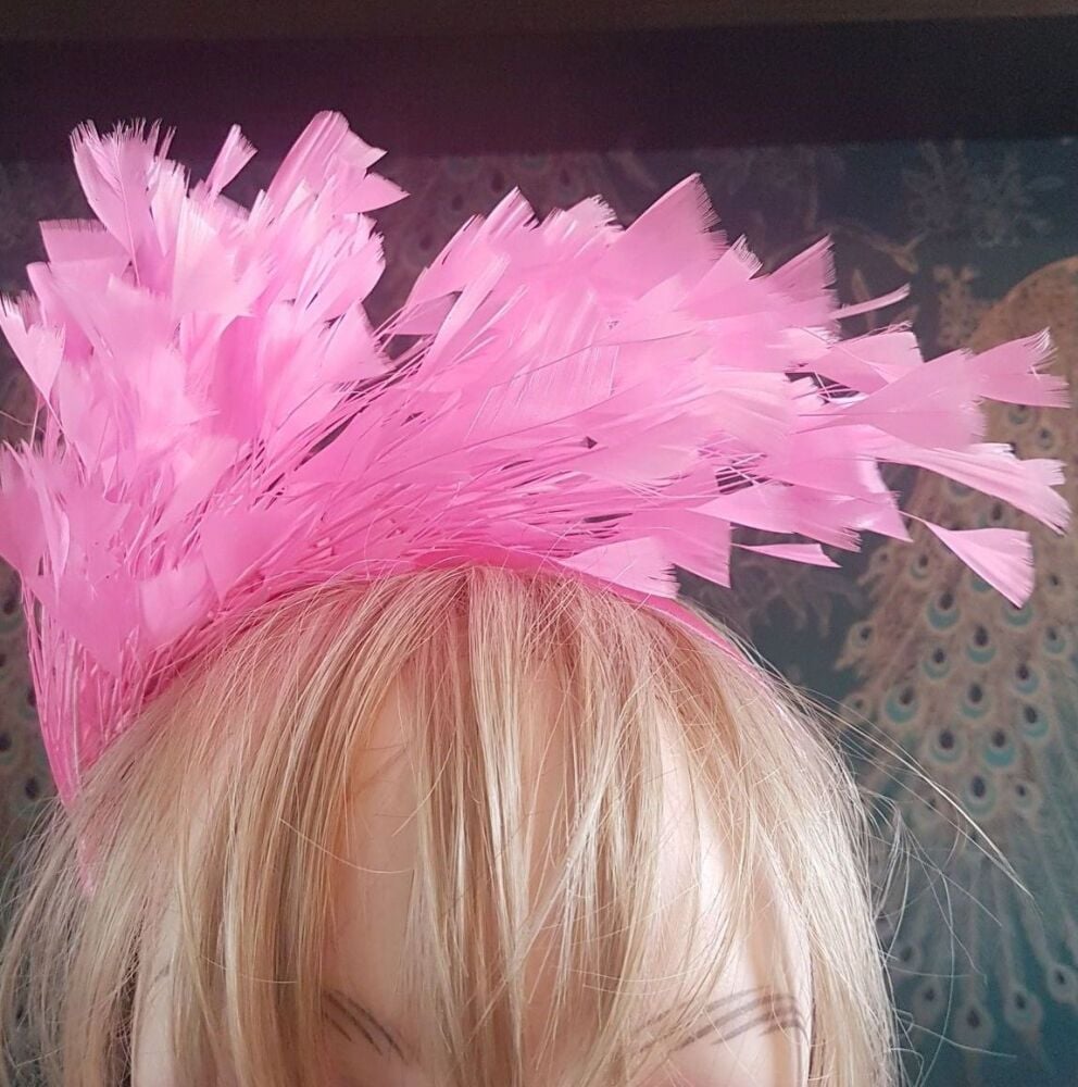Pink Feather Headband Fascinator Hair Piece