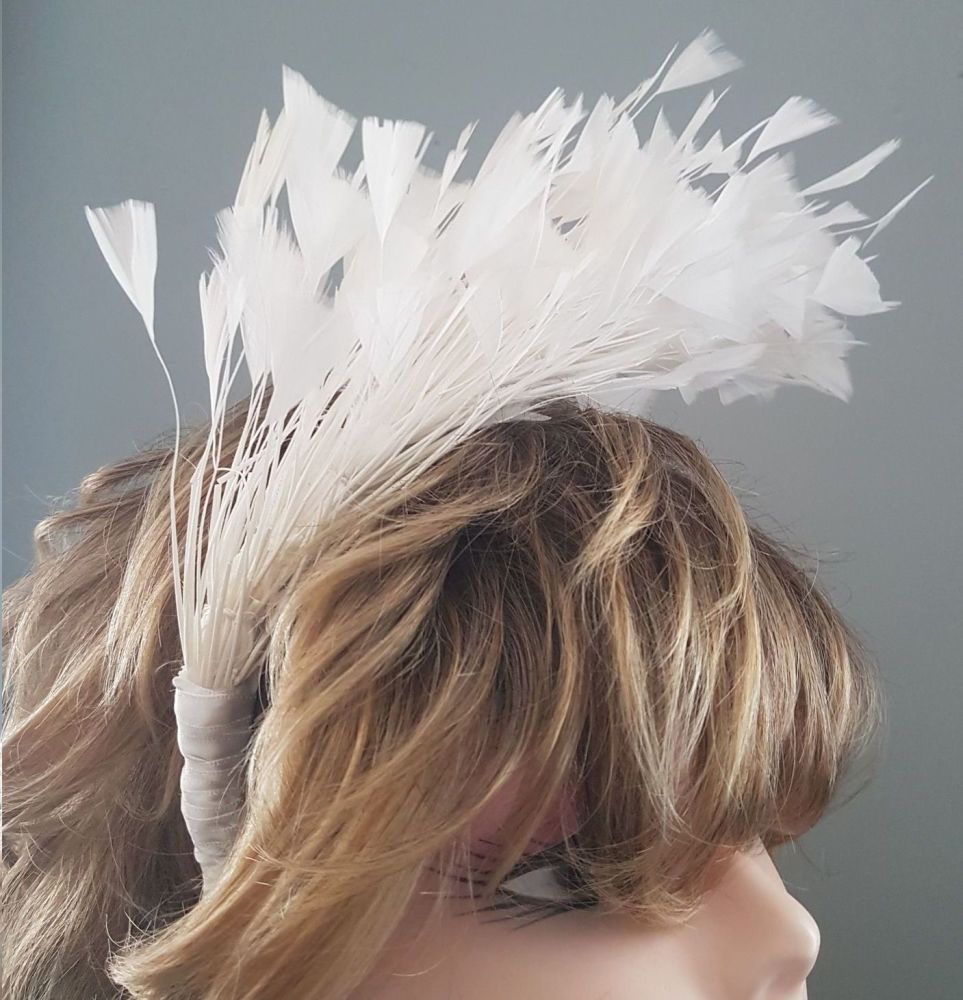 White Feather Headband Fascinator Hair Piece