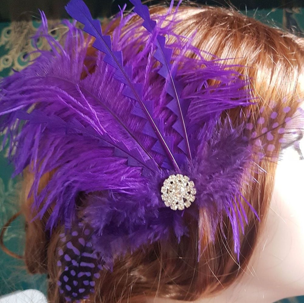 Regal Purple Feather Hair Clip