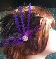 Purple and Black Feather Hair Clip