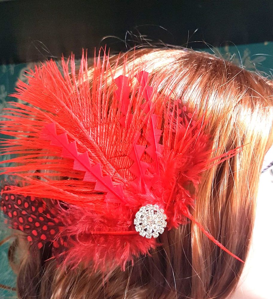 Red Feather Hair Clip