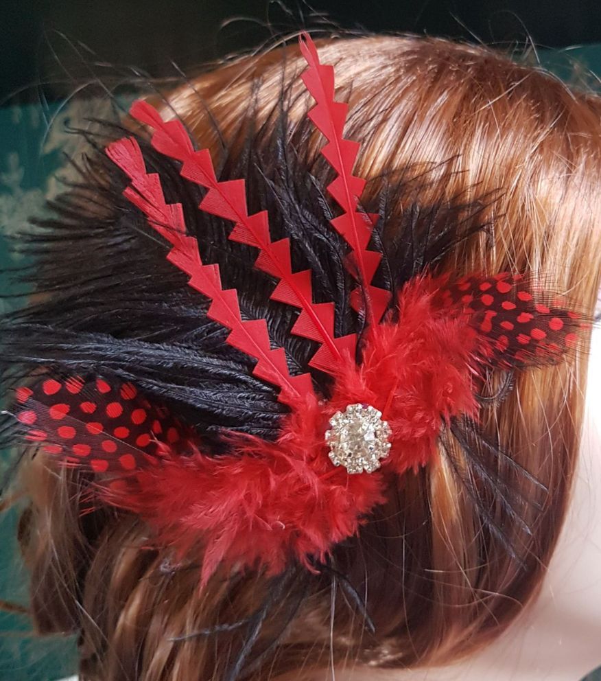 Red Feather Hair Accessories