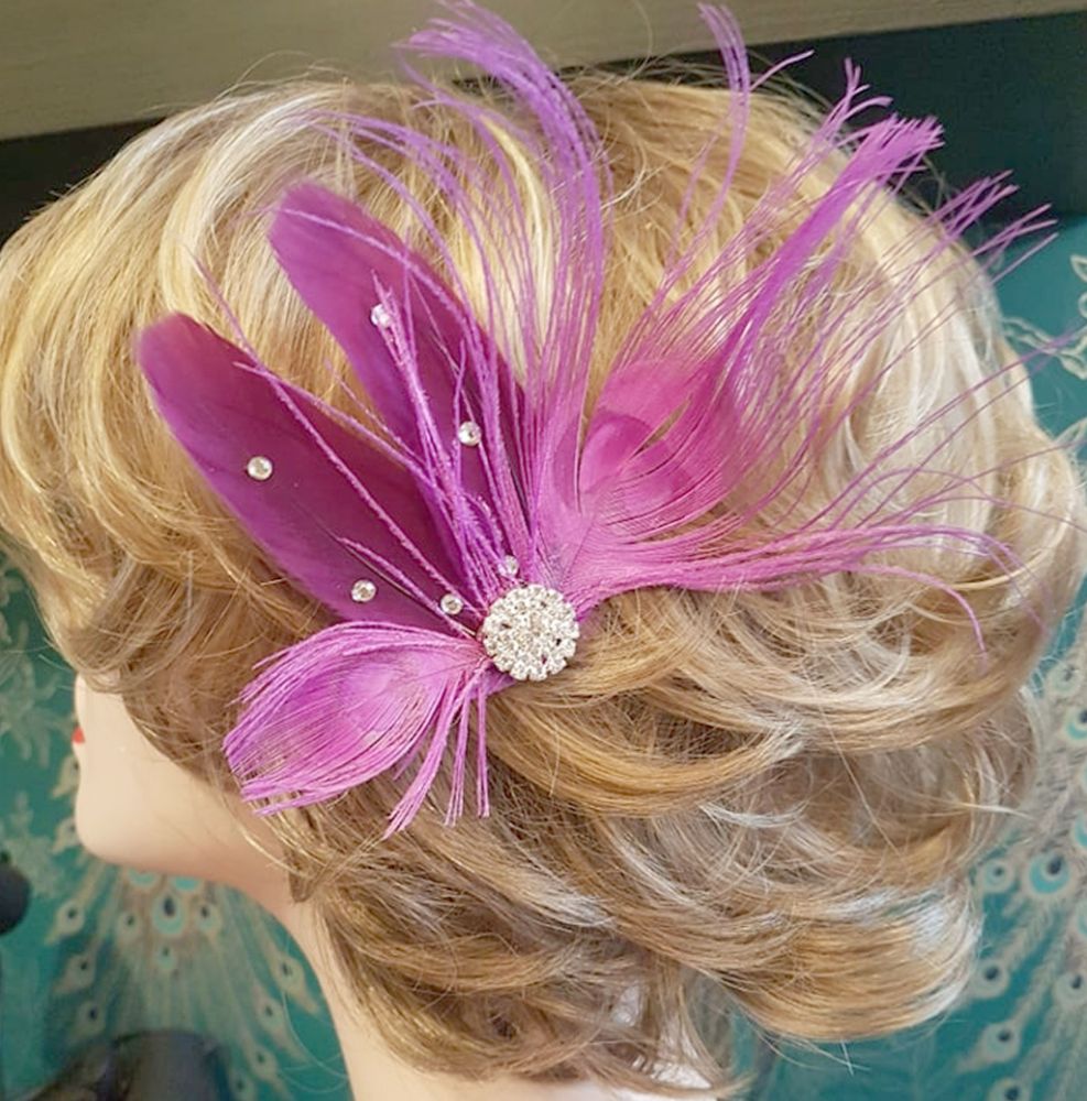 Purple Feather Hair Accessories 
