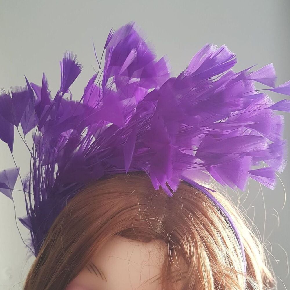 Purple Feather Headband Fascinator Hair Piece